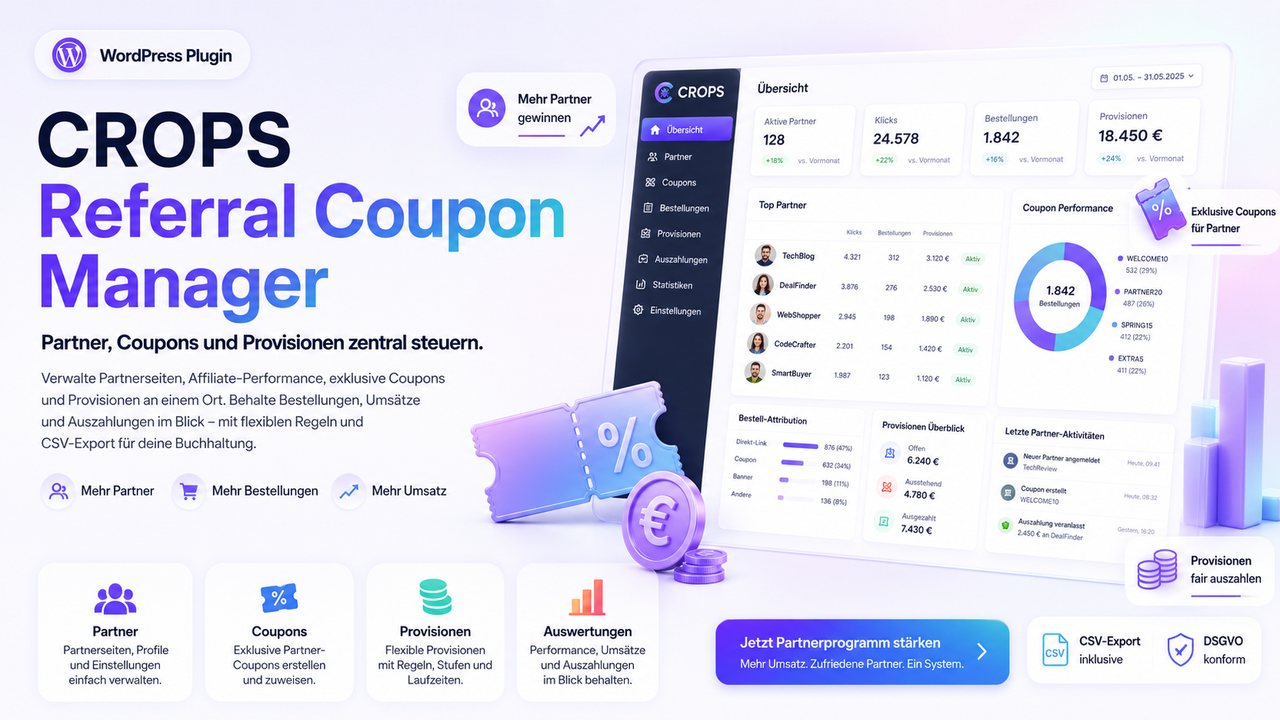 CROPS WooCommerce Referral Coupon Manager